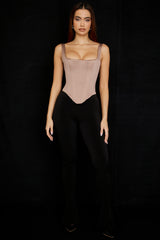 stone satin longline corset