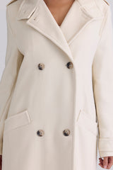 cream double breasted funnel neck coat