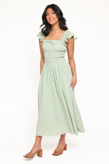 Bronte Midi Dress - Green Floral