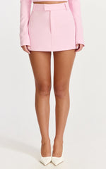 Ursula Mini Skirt - Structured Tailored Skirt in Pink