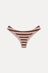 Marina Cheeky Striped Bikini Bottom - Strawberry Chocolate