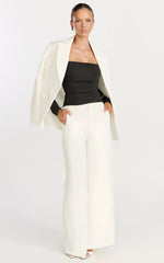 Seraphina Top - Long Sleeve Square Neck Gathered Waist Top in Black