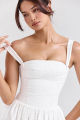 white broderie anglais midi sundress