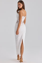white broderie anglaise lace midi dress