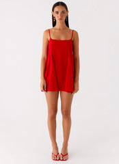 Godets Hem Mini Dress - Red