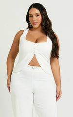 Romeo Top - Scoop Neck Button Down Vest in White