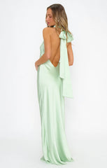 Lisa Maxi Dress ~ Pistachio Luxe Satin