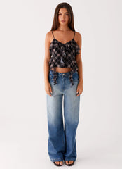 Jessie Cami Top - Taupe Check