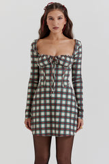 red tartan corset mini dress
