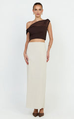 Vance Maxi Skirt - Linen Back Split Skirt in Oat