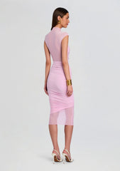Tabitha Mesh Ruched Midi Dress