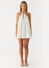 Soft Breeze Linen Mini Dress - White