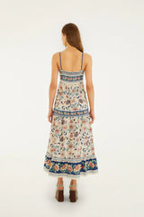 Soft Pink Floral Delhi Tapestry Midi Dress