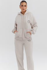 cloud cotton fleece-back zip through hoodie