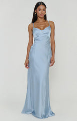 Logan Dress ~ Steel Blue Luxe Satin