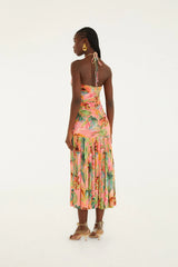 Soft Pink Pool Time Ruched Sleeveless Midi Dress