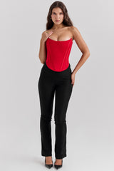 scarlet satin lace back corset