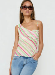 Winding Roads Layered Asymmetrical Top Multi Stripe