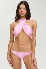 Marina Satin Cheeky Bikini Bottom - Tropical Pink Polka Dot