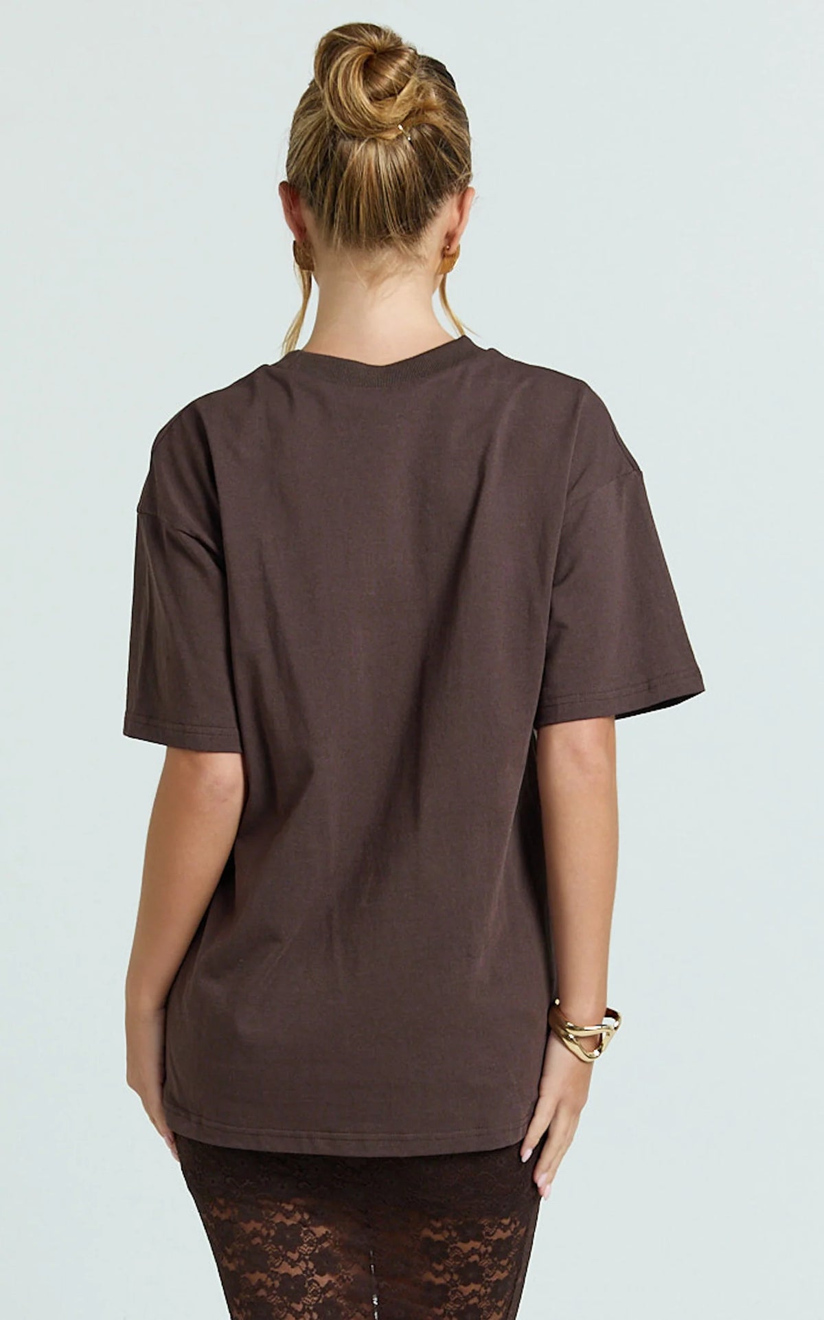 Prizza Top - Longline Boyfriend Tee Top in Chocolate