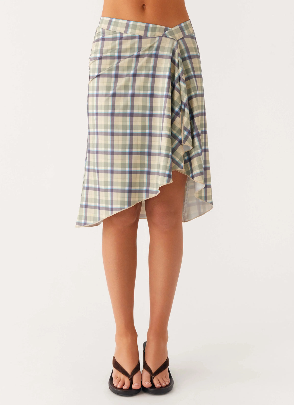Shes A Lady Midi Skirt - Cedar Check