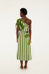 Off-White One-Shoulder Midi Dress