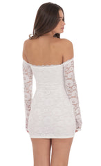 Lace Off Shoulder Bodycon Dress in White