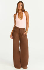 Suzanna Bodysuit - V Neck Halter Bodysuit in Pink