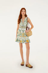 Off-White Emily Floral Tapestry Ruffled Mini Dress