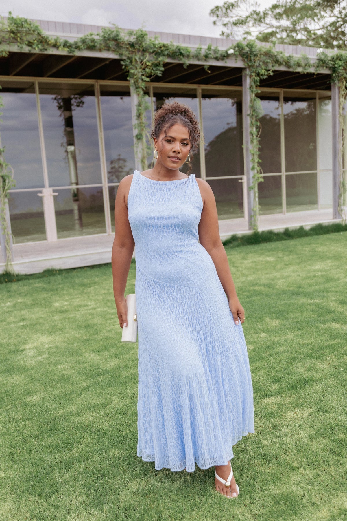 Kirsten Lace Maxi Dress - Cornflower Blue