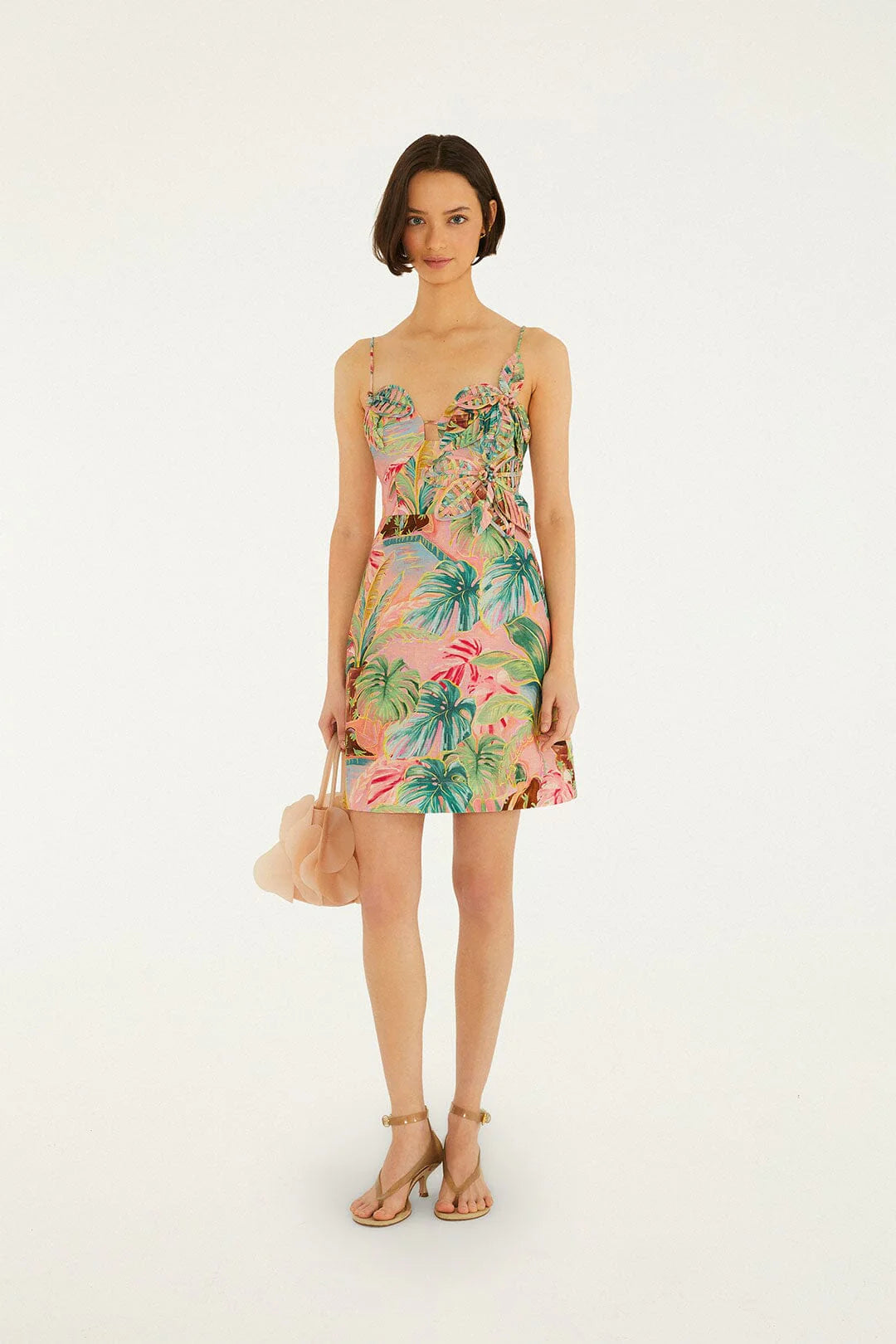 Soft Pink Pool Time 3d Flowers Mini Dress