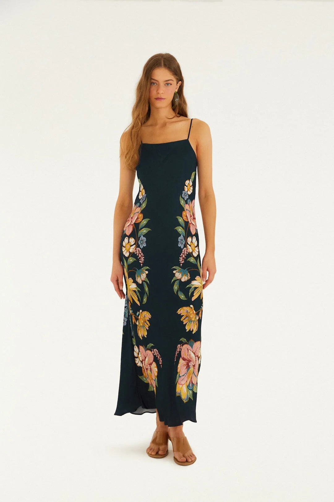 Dark Blue Maira Floral Lenzing™ Ecovero™ Viscose Maxi Dress