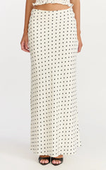 Charlotte Maxi Skirt - Polka Dot Skirt in White & Black Polka Dots