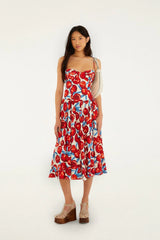 Cherry Blossom Sleeveless Midi Dress
