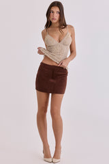 mocha vegan suede mini skirt