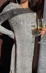 Maddison Dress ~ Platinum Sequins