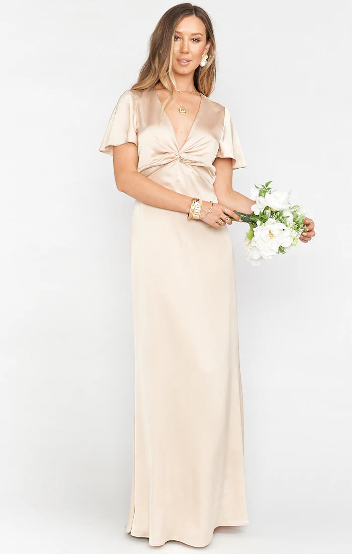 Rome Twist Gown ~ Champagne Luxe Satin