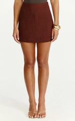 Robilyn Skort - Linen Look Skort in Chocolate