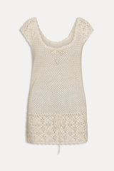 Moss Crochet Mini Dress - Sand Dollar
