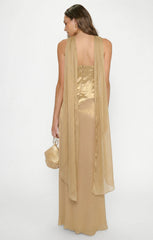 Jules Maxi Dress ~ Gold Pleated Chiffon
