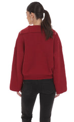 Knit Quarter-Zip Jumper in Maroon