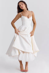 white tulle midi dress