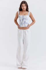 ivory linen mix trousers