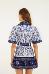 Off-White Porcelain Garden Mini Dress