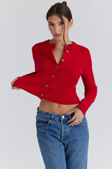 red cashmere + merino wool cardigan
