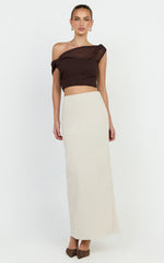 Vance Maxi Skirt - Linen Back Split Skirt in Oat