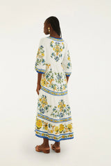 Off-White Emily Floral Tapestry Drawstring Midi Dress