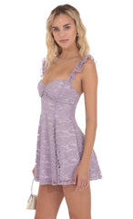 Lace Mini Sequin Fit and Flare Dress in Lilac