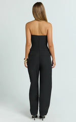 Ebby Jumpsuit - Strapless Barrel Leg Jumpsuit in Black