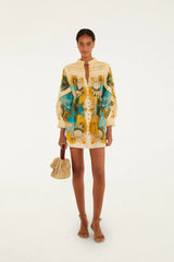Sand Royal Sea Smocked  Mini Dress